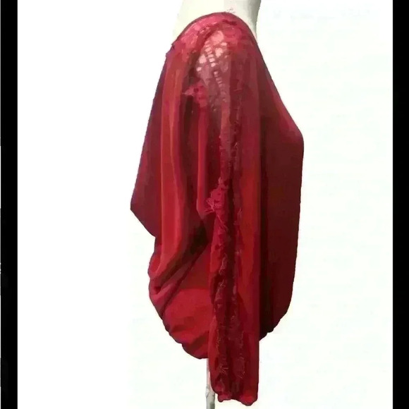 Red HeartSoul Low Back Lace Long Sleeve Sheer Blouse - Picture 2 of 5